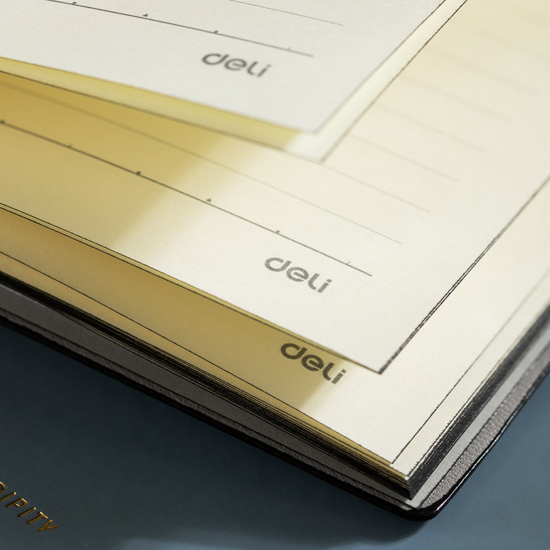 Caiet Birou A5 Dictando 80g Copertă Piele 112 File Albastru N141L - Deli