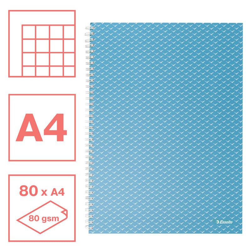 Caiet Birou Spiră Colour'Breeze A4 Aritmetică Copertă Carton 80 File Albastru - Esselte