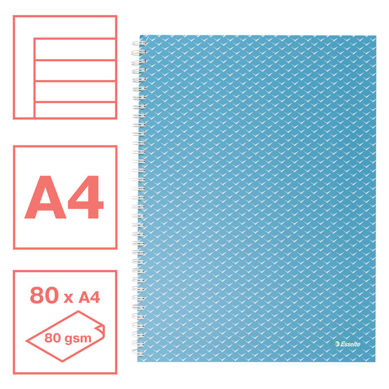 Caiet Birou Spiră Colour'Breeze A4 Dictando Copertă Carton 80 File Albastru - Esselte