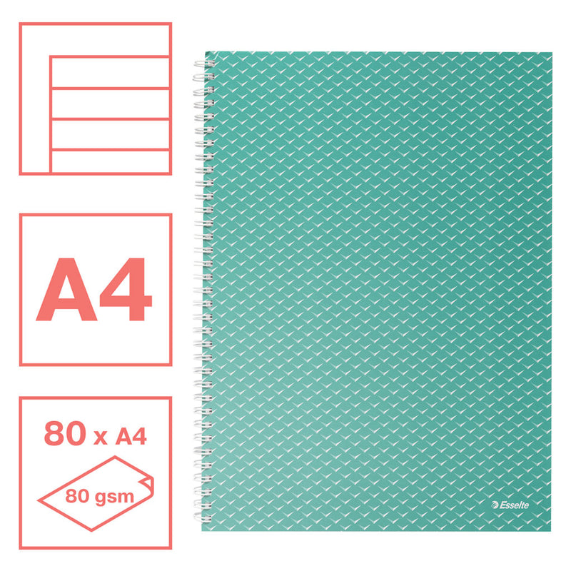 Caiet Birou Spiră Colour'Breeze A4 Dictando Copertă Carton 80 File Verde - Esselte