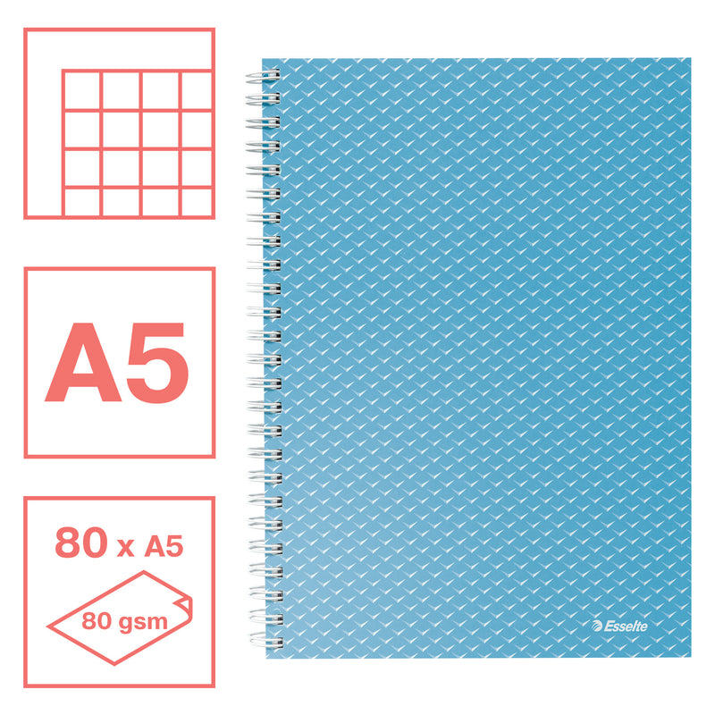 Caiet Birou Spiră Colour'Breeze A5 Aritmetică Copertă Carton 80 File Albastru - Esselte