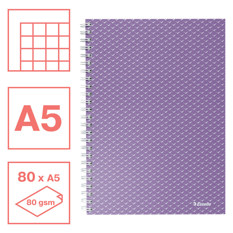 Caiet Birou Spiră Colour'Breeze A5 Aritmetică Copertă Carton 80 File Lavandă Leitz - Esselte