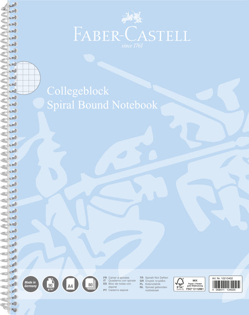 Caiet Spiră A4 Aritmetică 90 gr Copertă Carton 80 File Bleu Sky Faber-Castell, copertă carton