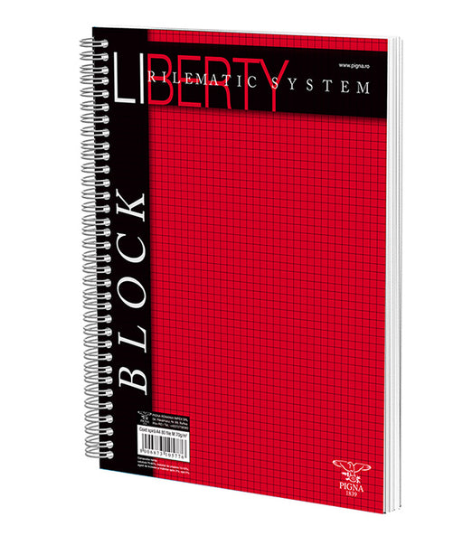 Caiet Spiră A4 Aritmetică 80 File Liberty Pigna, legare cu spiră metalică, varianta liberty