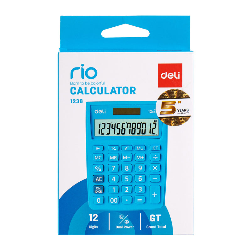 Calculator de Birou 12 Cifre 1238 Alb-Albastru Deli