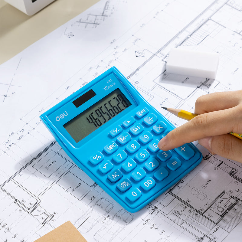 Calculator 12 Cifre 1122 Alb-Albastru Deli
