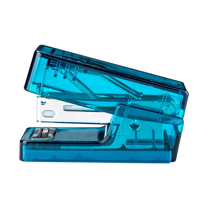 Capsator mini Deli NuSign, capse 24/6, 12 coli - Albastru Transparent - imagine produs
