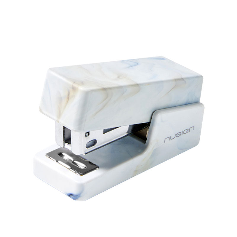 Capsator mini Deli NuSign, capse 24/6, 12 coli - Alb Marmorat