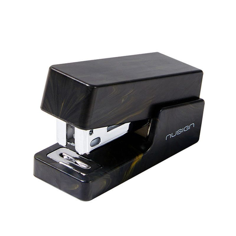 Capsator mini Deli NuSign, capse 24/6, 12 coli - Negru Marmorat