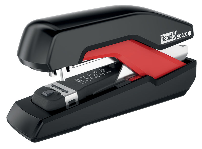 Capsator Supreme Halfstrip Rapid SO30c, capse OmniPress, 30 coli - Negru/Roşu