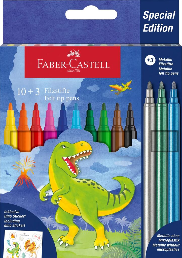 Carioci Dinozauri 10+3 Culori Faber-Castell