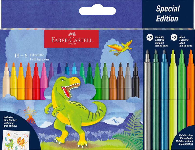 Carioci Dinozauri 18+6 Culori Faber-Castell