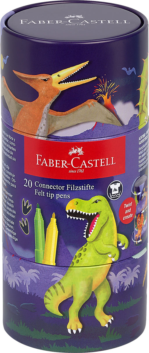 Carioci Connector 20 Culori Dinozauri Faber-Castell