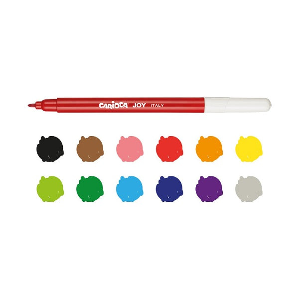 Carioci Super Lavabile Joy Vârf Subțire 2,6 mm 12 Culori Carioca