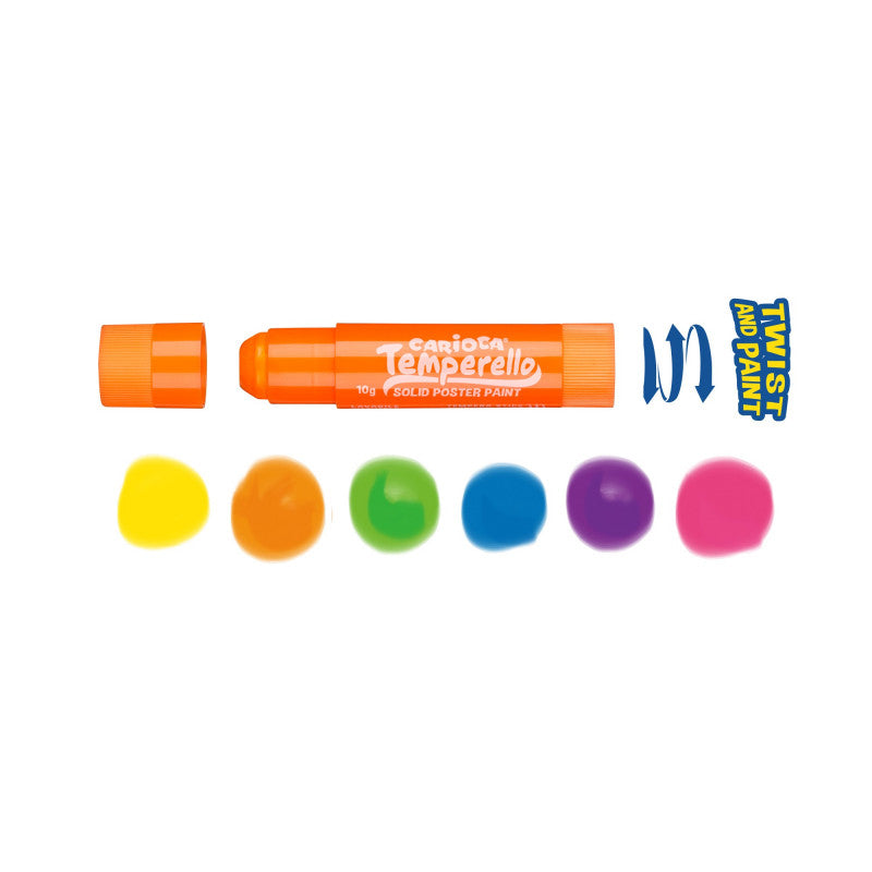 Creioane Tempera Fluorescente Lavabile Temperello Neon 6 Culori Carioca