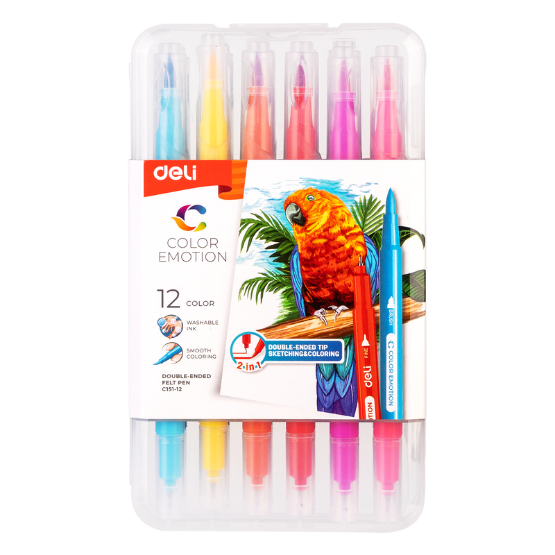Carioci cu Vârf Pensulă 12 Culori Deli