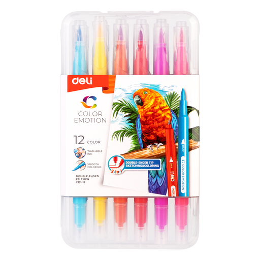 Carioci cu Vârf Pensulă 12 Culori Deli