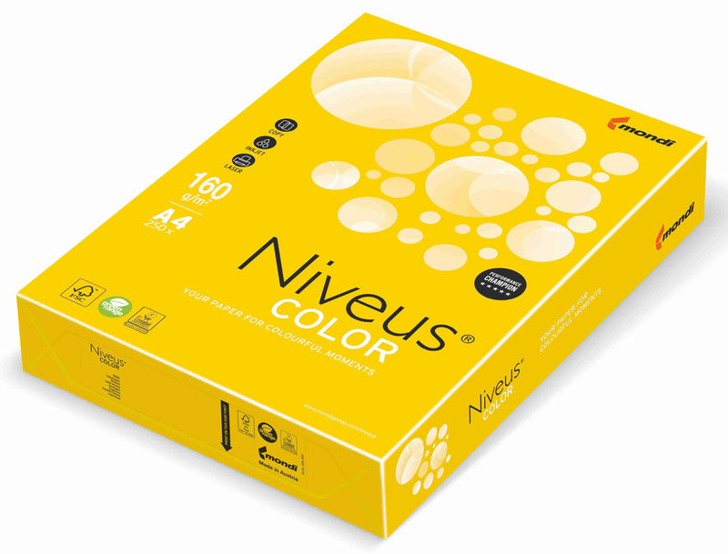 Carton copiator color Galben Muștar Intens, Niveus, format A4, 160g, top 250 coli