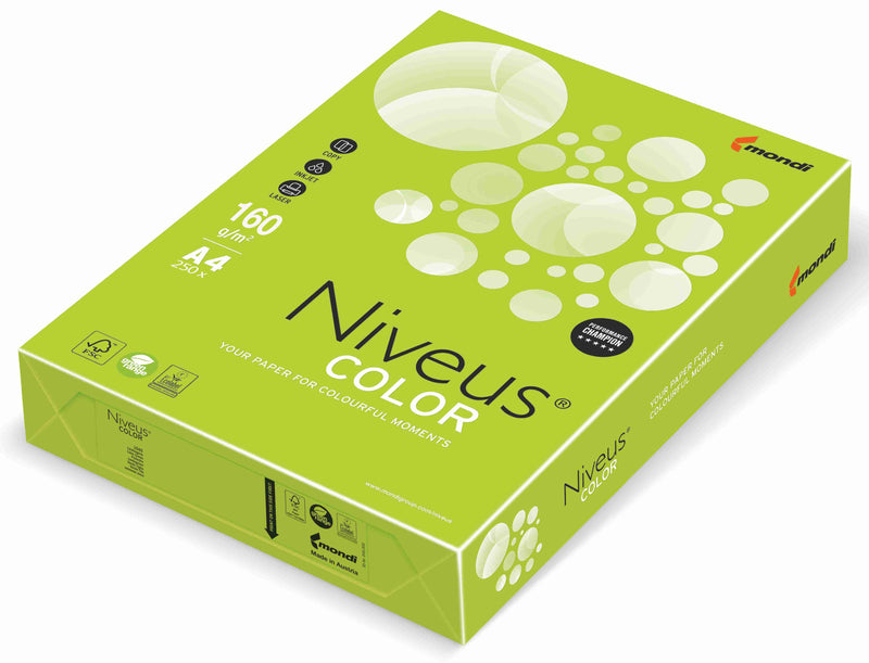 Carton copiator color Verde Lime Intens, Niveus, format A4, 160g, top 250 coli