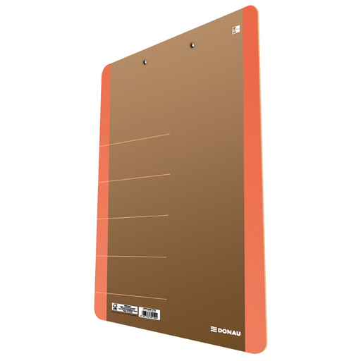 Clipboard Dublu A4 Carton 900gsm, Margine Portocalie, Life marca Donau cu copertă protectoare și clemă metalică
