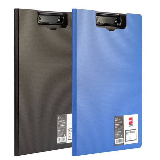 Clipboard Dublu Foam Negru/Alb Asortat marca Deli cu copertă protectoare și clemă metalică