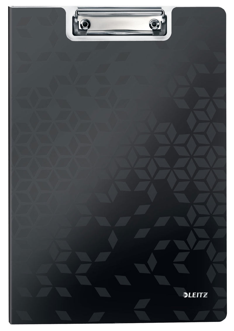 Clipboard Dublu Negru WOW marca Leitz cu copertă protectoare și clemă metalică