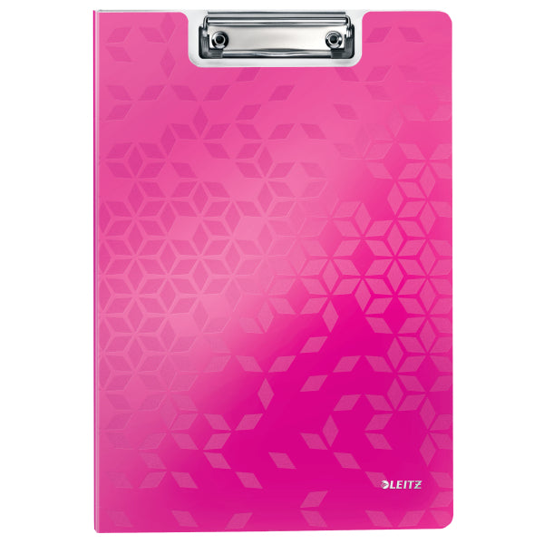 Clipboard Dublu Roz Metalizat WOW marca Leitz cu copertă protectoare și clemă metalică