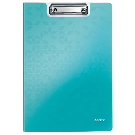 Clipboard Dublu Turcoaz Metalizat WOW marca Leitz cu copertă protectoare și clemă metalică