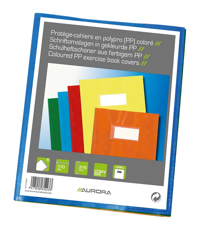 Coperți Caiet A5 PP 120 Microni Cu Etichetă 5 buc Aurora
