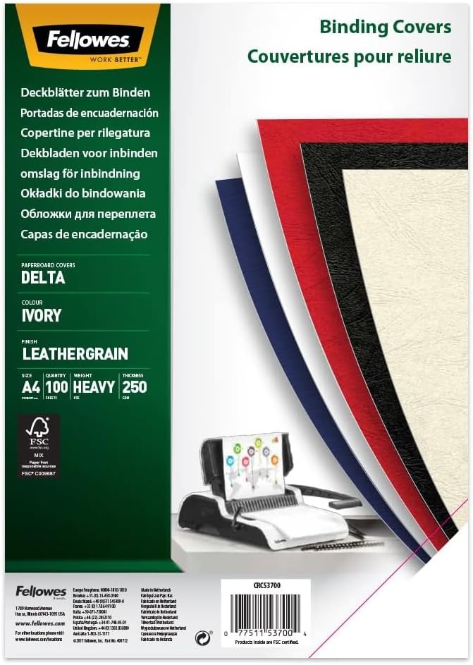 Coperți Carton A4 Crem 100 buc Fellowes