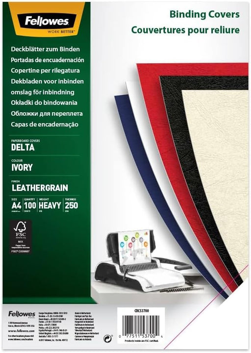 Coperți Carton A4 Crem 100 buc Fellowes