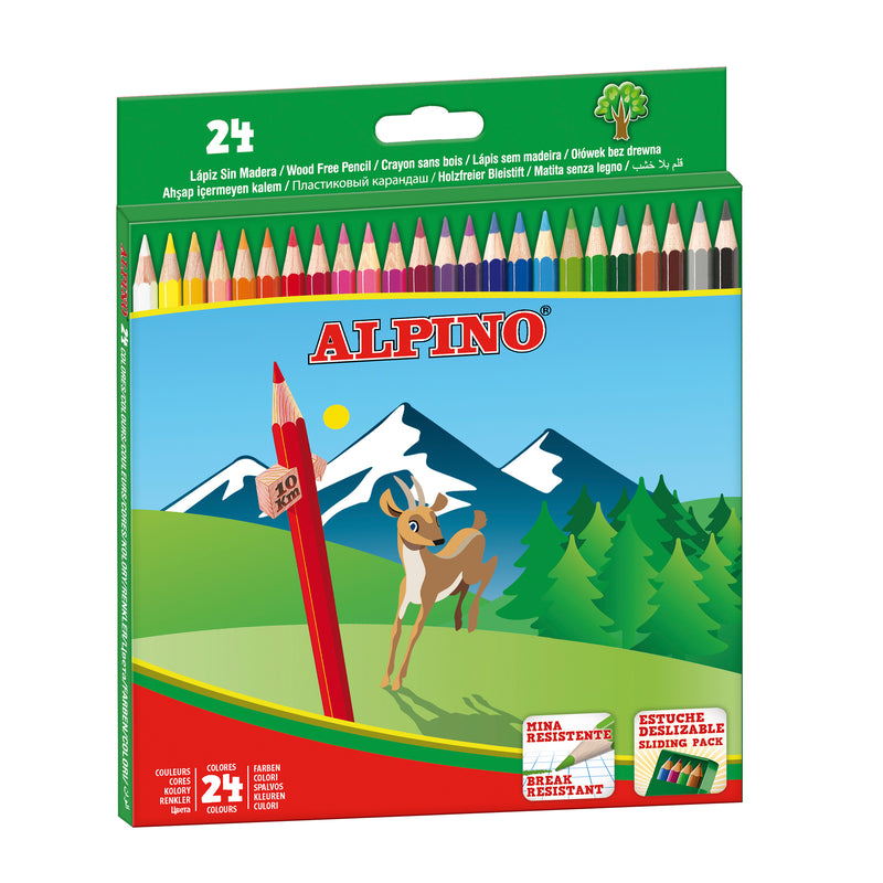 Creioane Colorate Hexagonale 24 Culori/Set Cutie Carton Alpino