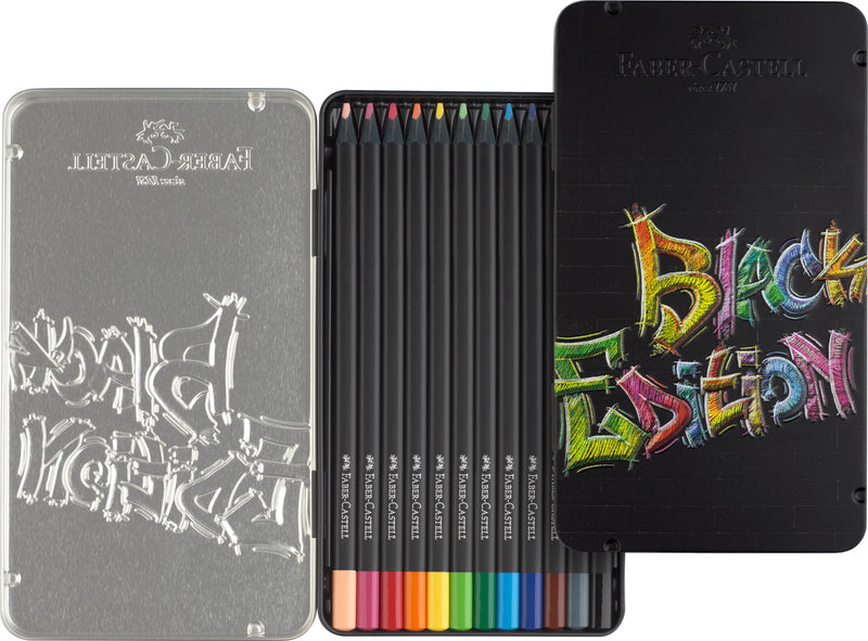 Creioane Colorate Black Edition 12 Culori Cutie Metalică Faber-Castell