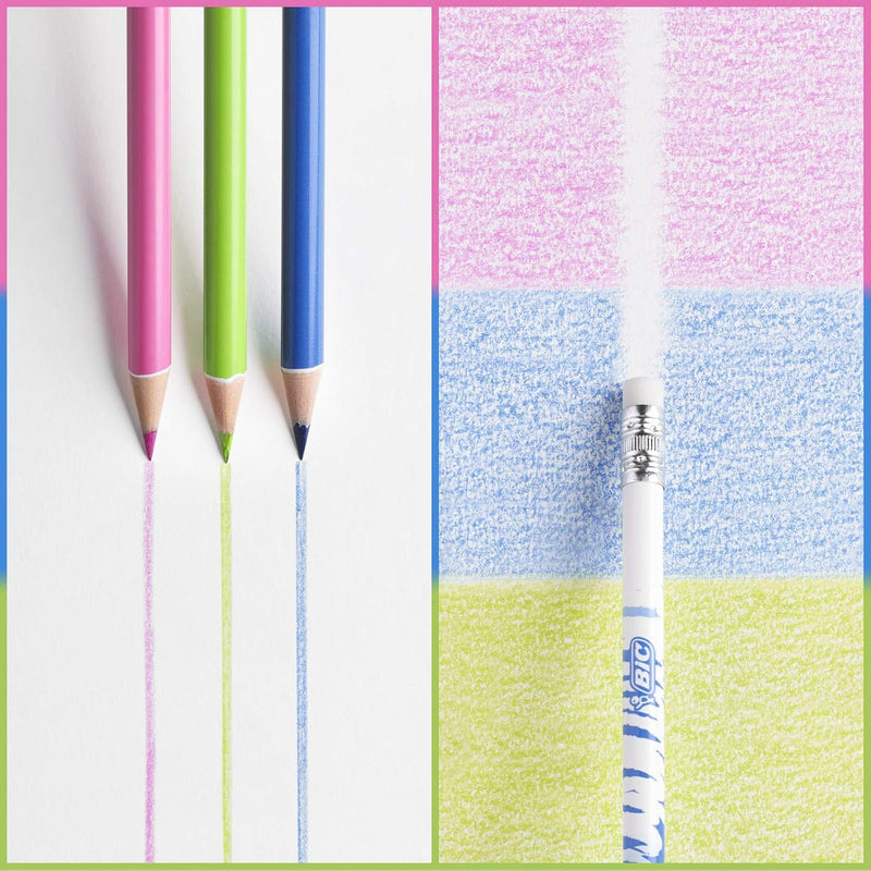 Creioane Colorate Evolution Illusion cu Gumă 12 Culori BIC