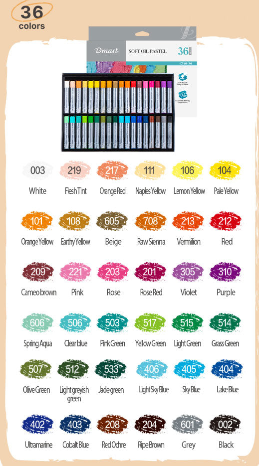 Set Creioane Ulei Pastel Profesionale 36 Culori DMast