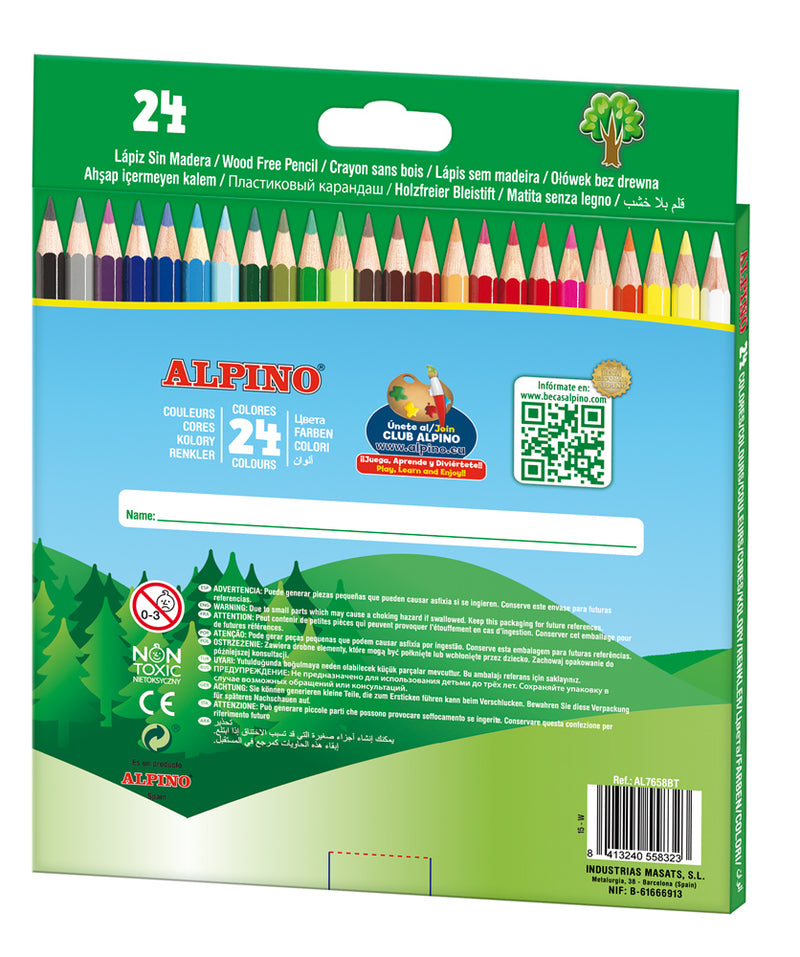 Creioane Colorate Hexagonale 24 Culori/Set Cutie Carton Alpino