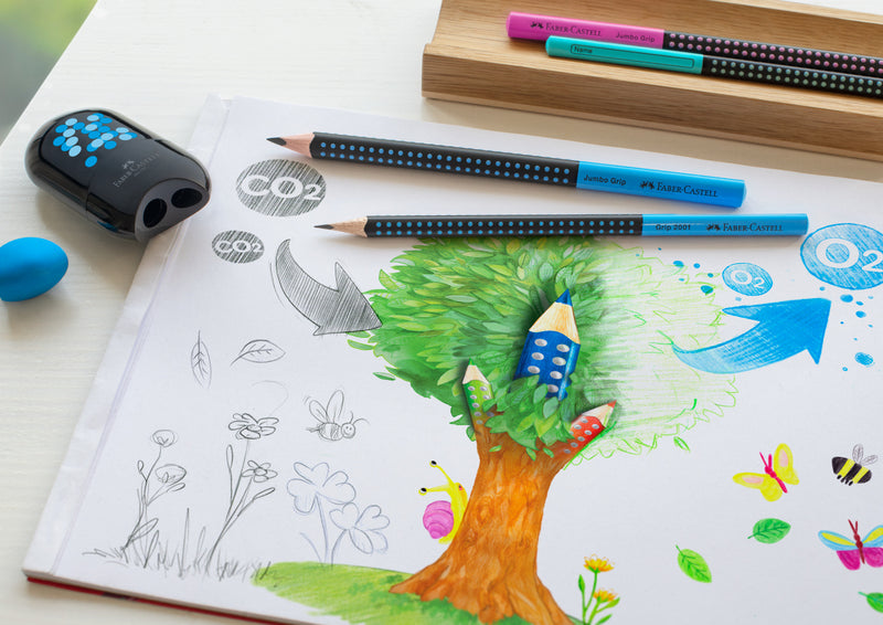 Creion Grafit Grip 2001 B Bicolor Negru-Bleu Faber-Castell
