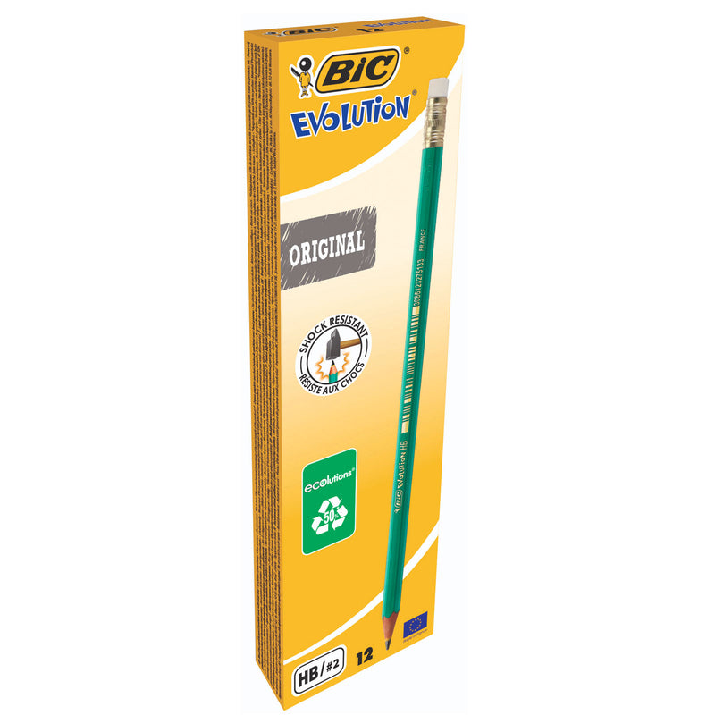 Creion Grafit HB cu Gumă Eco Evolution 655 12 Buc BIC
