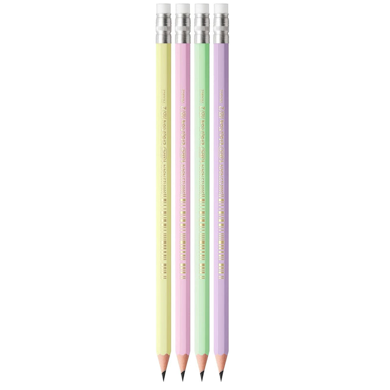 Creion Grafit HB cu Gumă Eco Evolution Pastel 12 Buc BIC