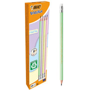 Creion Grafit HB cu Gumă Eco Evolution Pastel 12 Buc BIC