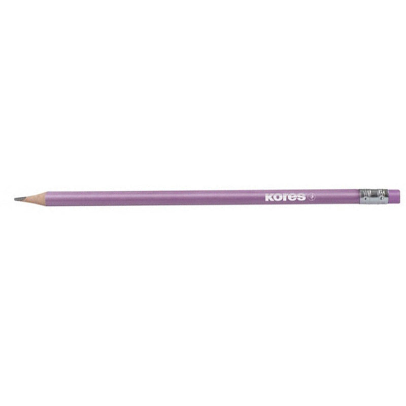 Creion Grafit HB cu Gumă Metalic 6/Set Kores