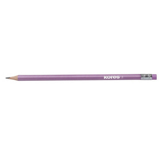 Creion Grafit HB cu Gumă Metalic 6/Set Kores