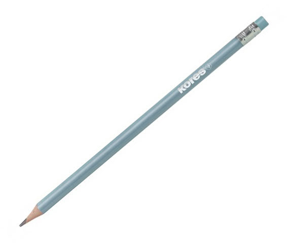 Creion Grafit HB cu Gumă Metalic 6/Set Kores