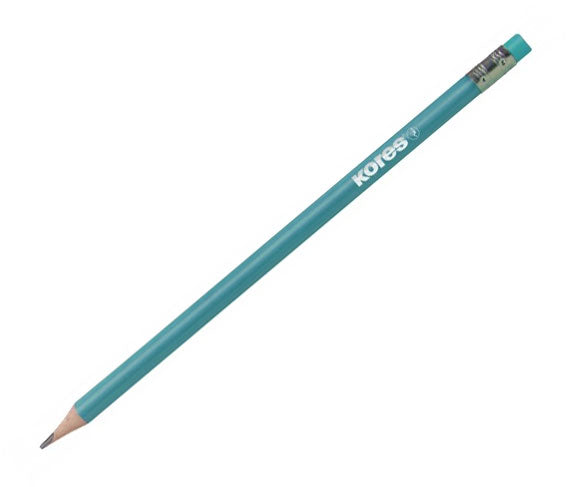 Creion Grafit HB cu Gumă Metalic 6/Set Kores