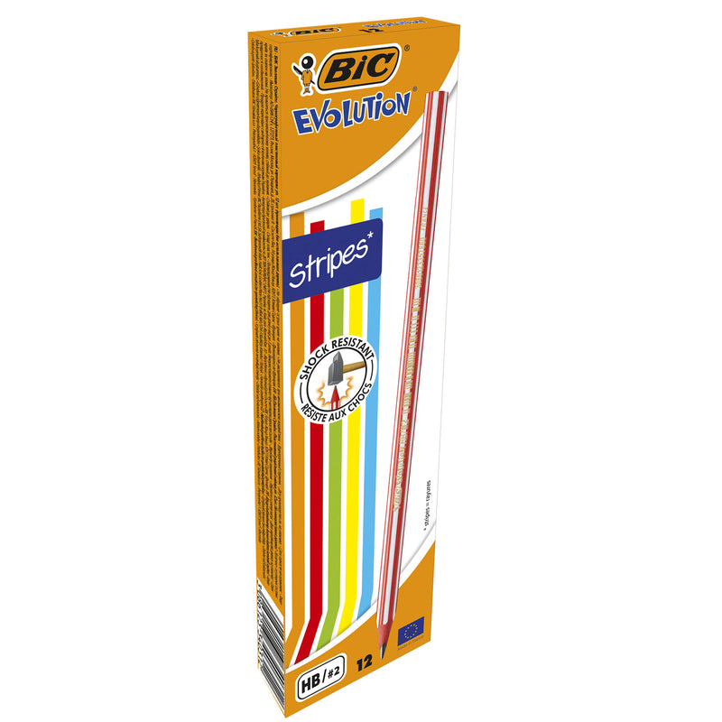 Creion Grafit HB fără Gumă Evolution Stripes 646 12 Buc BIC