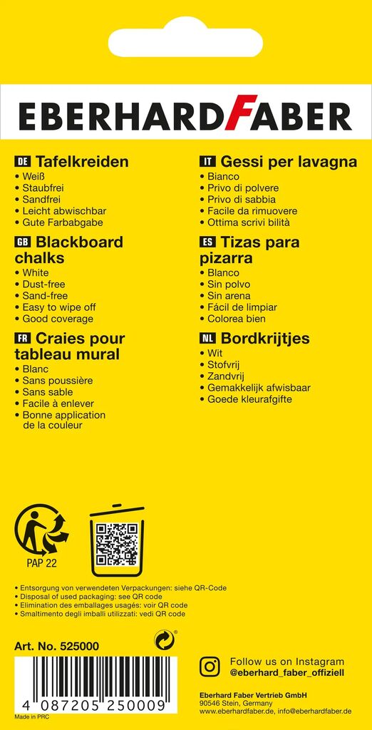 Cretă Școlară Albă 12 Buc Eberhard Faber