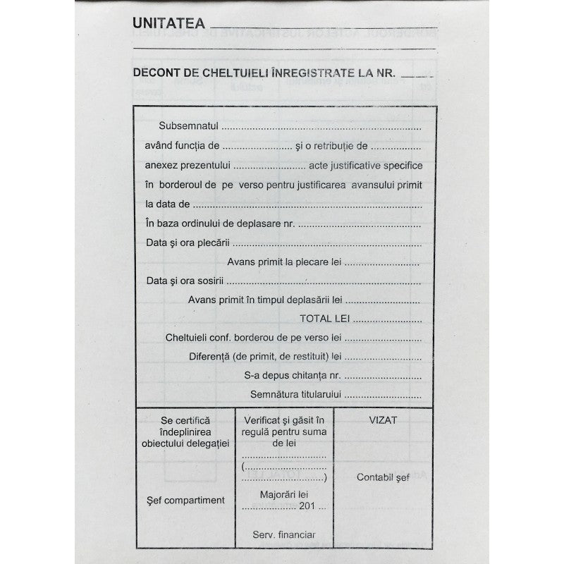 Decont de Cheltuieli Înregistrate A5 100 file Nebo