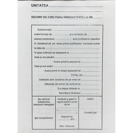 Decont de Cheltuieli Înregistrate A5 100 file Nebo