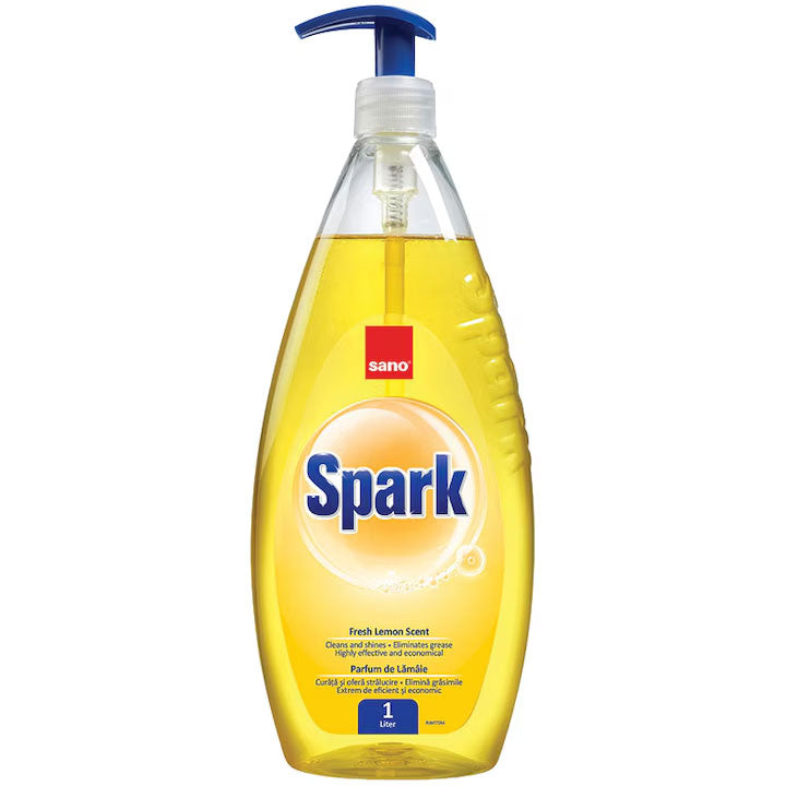 Detergent vase Sano Spark cu pompita 1 l Lămâie