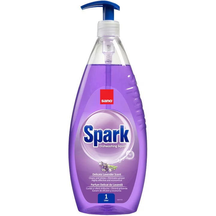 Detergent vase Sano Spark cu pompita 1 l Lavandă
